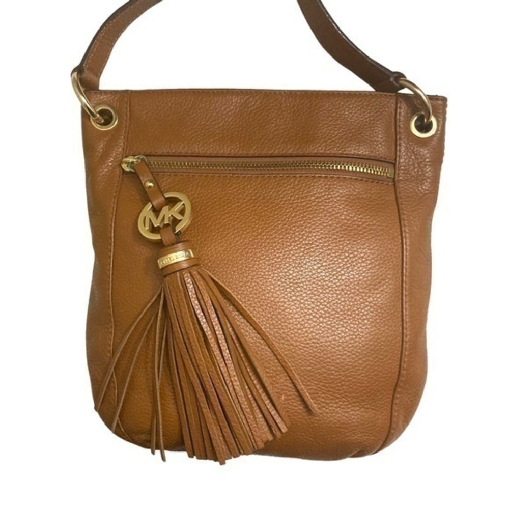Michael Kors brown leather tassel crossbody bag